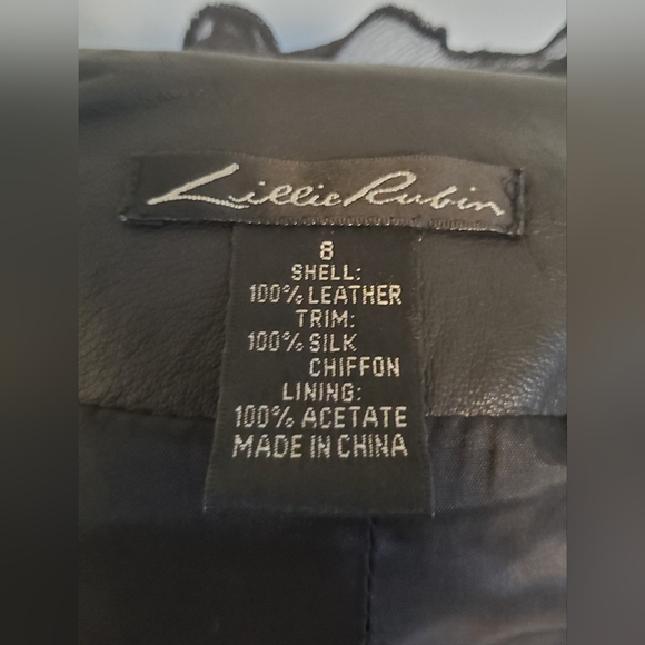 đź’ĄRAREđź’Ą vintage Lillie Rubin 1980s leather jacket - size 8 - Picture 6 of 7